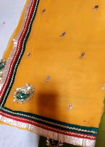 Yellow To Green Gota Pati Work Sarre