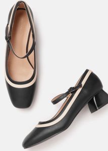 Allen Solly women black &amp; peach block pumps