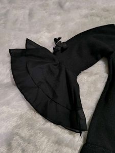 Black ribbed, Bell Sleeve Top