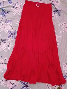 Red Pleated Skirt