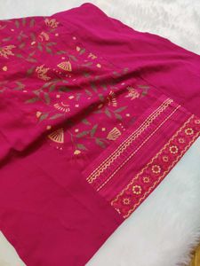 Maroon Foil Printed Kurta With Trousers
