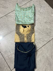 3 Kurta Blue Sky And Cream