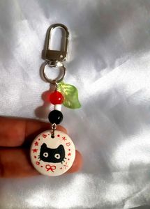 Cute handcrafted clay Cat Keychain / bag ch