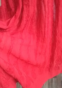 Red Chikankari Georgette Anarkali Kurta With Inner