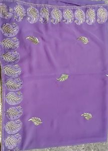 Lavender Sari with Silver Embroidery