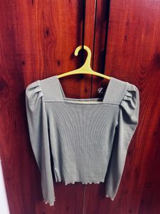 Puff Shoulder Crop Top Mint Condition