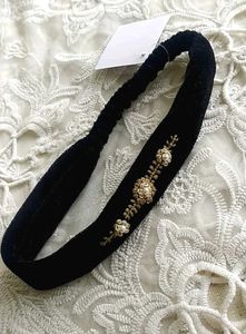 Black Velvet Pearl Headband