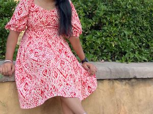 Pink Patterned Mini Dress