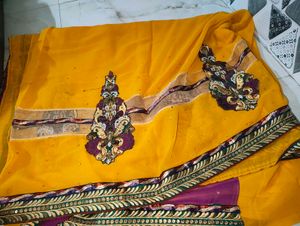 Elegant Purple- yellow and red-cream sarees