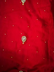 Elegant Red Embellished Saree