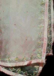 Peach Dupatta With Jewelry Embroidered
