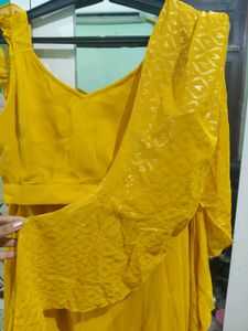 Mustard Yellow Party Dress/ Skirt With Choli