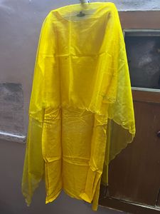 Elegant Yellow kurti set with organza duptta