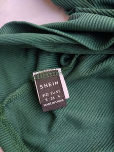 SHEIN Ribbed Knit Bardot Crossover Top