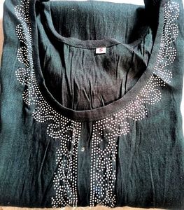 Embroidered Dark Green Kurti