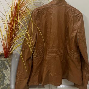 Brown Faux Leather Moto Jacket