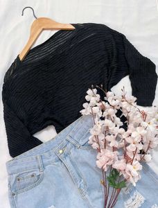 Pinterest Black Knit Top  A