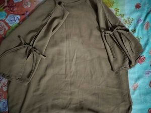 Olive Green Tie-Sleeve Blouse