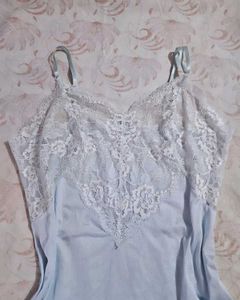 Vintage Light Blue Lace Slip Dress