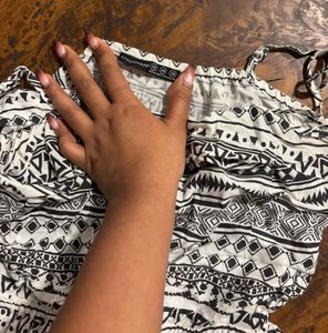 Patterned Black &amp; White Romper