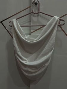 White Cowl Neck Top