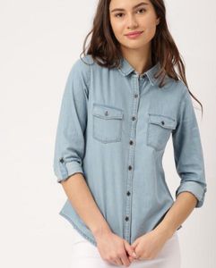 ✨ Light Blue Denim Shirt for Women ✨