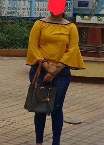 Beautiful Yellow Off Shoulder Top With Fril Sleeve