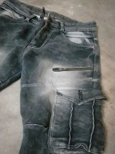 Distressed Gray Cargo Jeans