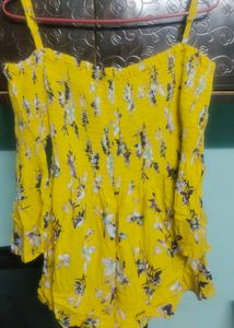 Off Shoulder Yellow Stretchable Top
