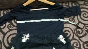Floral Embroidered Black Dress