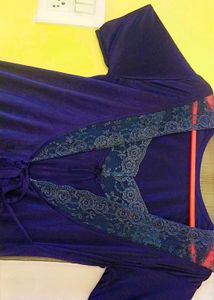 Blue Lace Trim Cami Night Dress