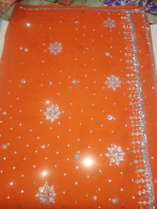 Orange Georgette Party Wear Saree