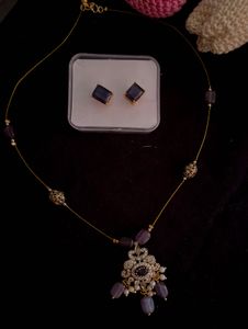 Beautiful Invisible Necklace Set With Ad And Stone