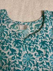 Blue Printed Short Kurti 🪷 (pure Cotton)