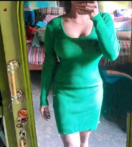 Green Ribbed Long Sleeve Top