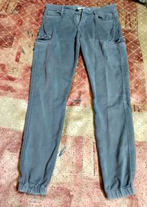 Grey Stretchable Cargo Jogger Pants