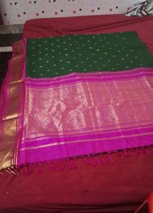Green &amp; Pink  Pure Silk Saree