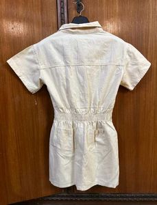 Cute Beige Mini Shirt Dress