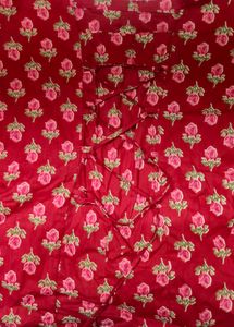 Red Floral Print Kurta