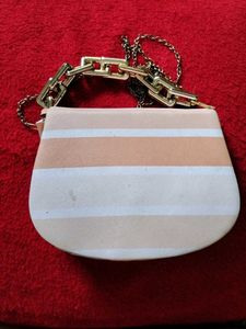 Striped Chain Crossbody Bag