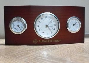 Vintage Desk Clock with Thermometer