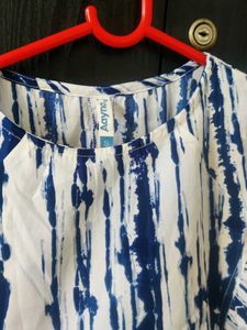 Blue and White Crop Top