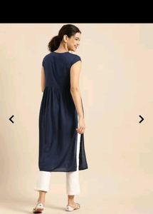 Elegant Navy Blue Embroidered Kurta