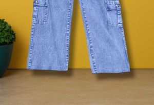 Denim Cargo Jeans For Ladies  Waist 34