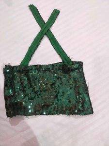 Sparkly Green Sequin Crop Top ( size xs)
