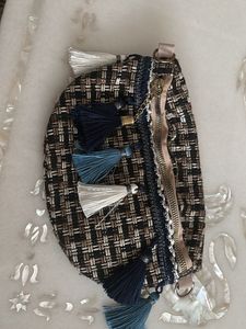 Tweed Clutch with Tassels