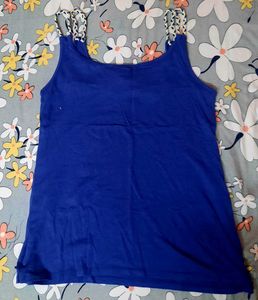 Blue Tank Top with Braided Straps