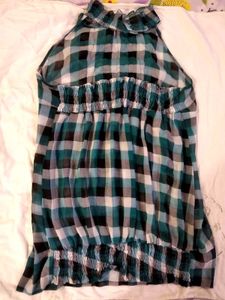 Halter Ruffled Plaid Beautiful Top