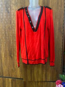 Red Long Woollen Top