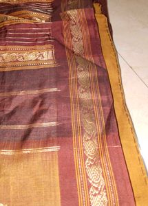 Elegant Brown Striped Saree